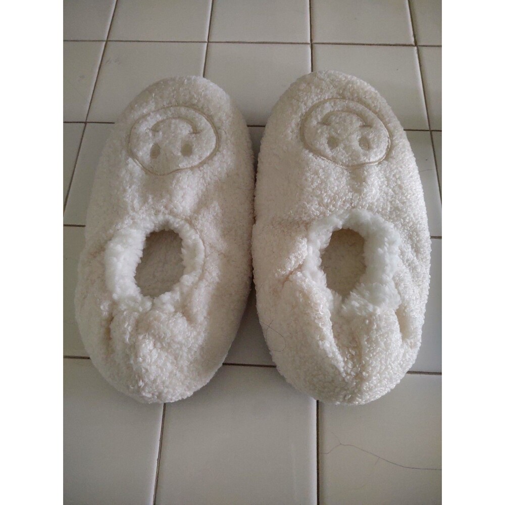 Beige Smiley Slippers Size 9 New Soft Cozy Indoor Outdoor Slip on
